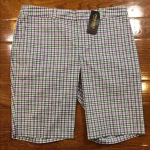 Women’s 4 Polo Golf blue Plaid Shorts